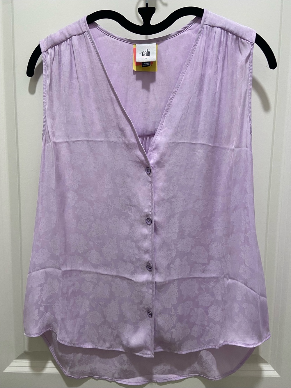 CAbi Lavender Sleeveless Button-Front V-Neck Top